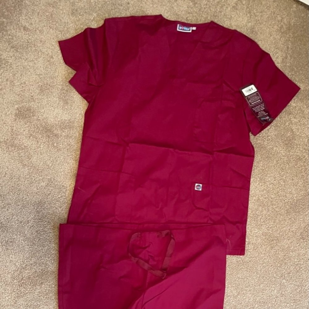 Maroon/Burgundy Scrubs Set - NEW WITH TAGS